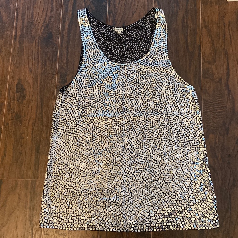 Chain Luu - Silver Sequin Tank - Size XS